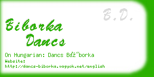 biborka dancs business card